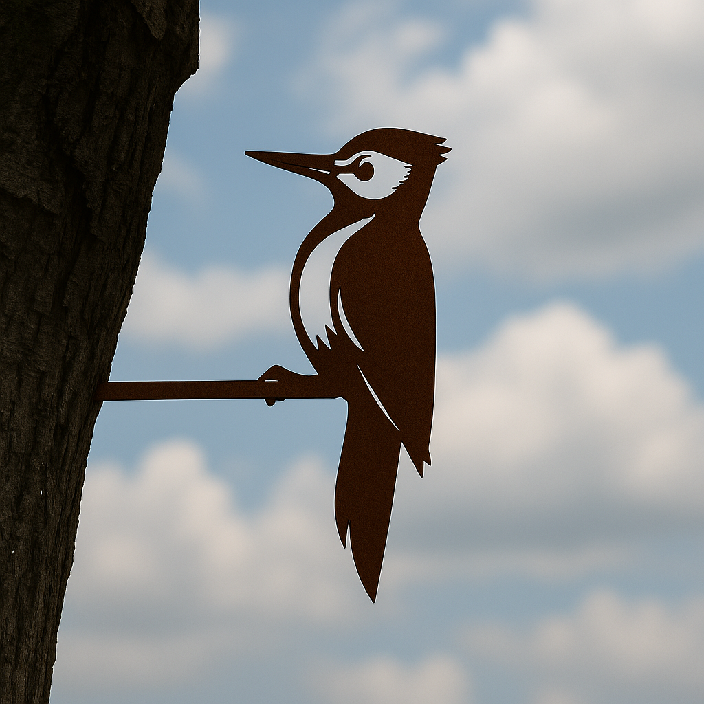 Woodpecker Tap-In Tree Stake – Corten® Steel Garden Art