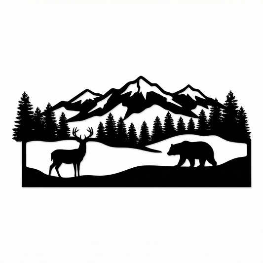Mountain Wildlife Metal Wall Art
