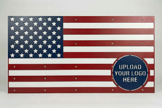 Custom Metal American Flag – Upload Your Logo