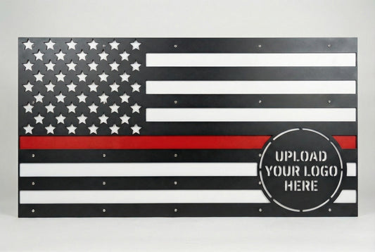 Custom Firefighter Metal American Flag – Upload Your Logo